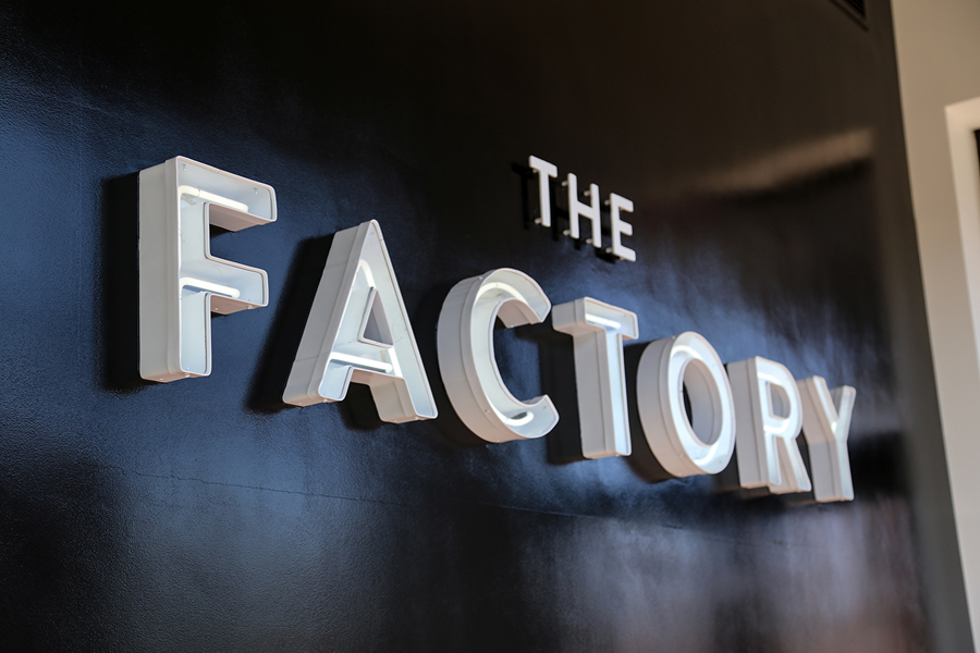 lighted lobby signage